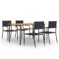 Preview: ARDEBO.de - 5-tlg. Garten-Essgruppe Poly Rattan Schwarz