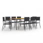 Preview: ARDEBO.de - 9-tlg. Garten-Essgruppe Poly Rattan Schwarz