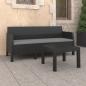 Preview: ARDEBO.de - 2-tlg. Garten-Lounge-Set mit Kissen PP Rattan Anthrazit