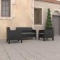 Preview: ARDEBO.de - 3-tlg. Garten-Lounge-Set mit Kissen PP Rattan Anthrazit