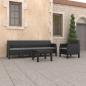 Preview: ARDEBO.de - 3-tlg. Garten-Lounge-Set mit Kissen PP Rattan Anthrazit