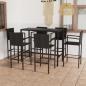 Preview: ARDEBO.de - 7-tlg. Gartenbar-Set Poly Rattan Schwarz