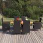 Preview: ARDEBO.de - 7-tlg. Garten-Essgruppe Poly Rattan Schwarz