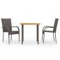 Preview: ARDEBO.de - 3-tlg. Garten-Essgruppe Poly Rattan Braun