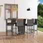 Preview: ARDEBO.de - 9-tlg. Gartenbar-Set mit Kissen Poly Rattan Grau