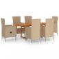 Preview: 7-tlg. Garten-Essgruppe Poly Rattan Beige