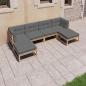 Preview: ARDEBO.de - 6-tlg. Garten-Lounge-Set mit Kissen Massivholz Kiefer