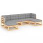 Preview: 6-tlg. Garten-Lounge-Set mit Kissen Massivholz Kiefer