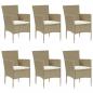 Preview: 7-tlg. Garten-Essgruppe Poly Rattan Beige