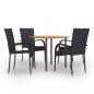 Preview: ARDEBO.de - 5-tlg. Garten-Essgruppe Poly Rattan Schwarz