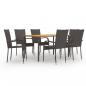 Preview: ARDEBO.de - 7-tlg. Garten-Essgruppe Poly Rattan Braun