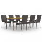 Preview: ARDEBO.de - 7-tlg. Garten-Essgruppe Poly Rattan Braun