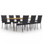 Preview: ARDEBO.de - 7-tlg. Garten-Essgruppe Poly Rattan Schwarz