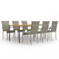 Preview: ARDEBO.de - 7-tlg. Garten-Essgruppe Poly Rattan Grau