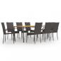 Preview: ARDEBO.de - 9-tlg. Garten-Essgruppe Poly Rattan Braun