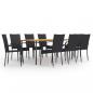 Preview: ARDEBO.de - 9-tlg. Garten-Essgruppe Poly Rattan Schwarz