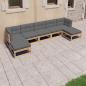 Preview: ARDEBO.de - 7-tlg. Garten-Lounge-Set mit Kissen Massivholz Kiefer