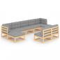 Preview: 9-tlg. Garten-Lounge-Set mit Kissen Massivholz Kiefer