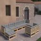 Preview: ARDEBO.de - 9-tlg. Garten-Lounge-Set mit Kissen Massivholz Kiefer