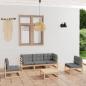 Preview: ARDEBO.de - 6-tlg. Garten-Lounge-Set mit Kissen Kiefer Massivholz