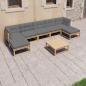 Preview: ARDEBO.de - 8-tlg. Garten-Lounge-Set mit Kissen Massivholz Kiefer