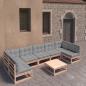 Preview: ARDEBO.de - 8-tlg. Garten-Lounge-Set mit Kissen Massivholz Kiefer