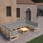 Preview: ARDEBO.de - 10-tlg. Garten-Lounge-Set mit Kissen Massivholz Kiefer