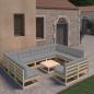 Preview: ARDEBO.de - 12-tlg. Garten-Lounge-Set mit Kissen Massivholz Kiefer