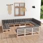 Preview: ARDEBO.de - 14-tlg. Garten-Lounge-Set mit Kissen Massivholz Kiefer