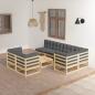 Preview: ARDEBO.de - 8-tlg. Garten-Lounge-Set mit Kissen Massivholz Kiefer