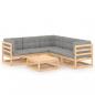 Preview: 6-tlg. Garten-Lounge-Set mit Kissen Massivholz Kiefer