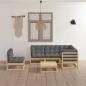 Preview: ARDEBO.de - 6-tlg. Garten-Lounge-Set mit Kissen Kiefer Massivholz