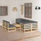 Preview: ARDEBO.de - 8-tlg. Garten-Lounge-Set mit Kissen Massivholz Kiefer