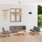 Preview: ARDEBO.de - 8-tlg. Garten-Lounge-Set mit Kissen Kiefer Massivholz