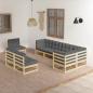 Preview: ARDEBO.de - 8-tlg. Garten-Lounge-Set mit Kissen Massivholz Kiefer