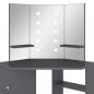 Preview: Eck-Schminktisch mit LED Grau 111x54x141,5 cm