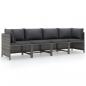 Preview: ARDEBO.de - 4-Sitzer-Gartensofa mit Kissen Grau Poly Rattan