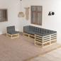 Preview: ARDEBO.de - 6-tlg. Garten-Lounge-Set mit Kissen Kiefer Massivholz