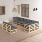 Preview: ARDEBO.de - 8-tlg. Garten-Lounge-Set mit Kissen Massivholz Kiefer