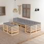 Preview: ARDEBO.de - 8-tlg. Garten-Lounge-Set mit Kissen Massivholz Kiefer