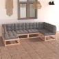 Preview: ARDEBO.de - 6-tlg. Garten-Lounge-Set mit Kissen Massivholz Kiefer