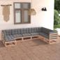 Preview: ARDEBO.de - 8-tlg. Garten-Lounge-Set mit Kissen Massivholz Kiefer