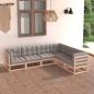 Preview: ARDEBO.de - 6-tlg. Garten-Lounge-Set mit Kissen Massivholz Kiefer