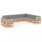 Preview: ARDEBO.de - 10-tlg. Garten-Lounge-Set mit Kissen Massivholz Kiefer