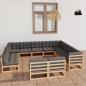 Preview: ARDEBO.de - 12-tlg. Garten-Lounge-Set mit Kissen Massivholz Kiefer