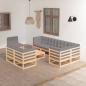 Preview: ARDEBO.de - 9-tlg. Garten-Lounge-Set mit Kissen Massivholz Kiefer