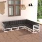 Preview: ARDEBO.de - 6-tlg. Garten-Lounge-Set mit Kissen Massivholz Kiefer