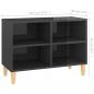 Preview: TV-Schrank mit Massivholz-Beinen Hochglanz-Grau 69,5x30x50 cm