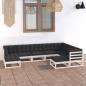 Preview: ARDEBO.de - 9-tlg. Garten-Lounge-Set mit Kissen Weiß Massivholz Kiefer