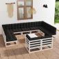 Preview: ARDEBO.de - 12-tlg. Garten-Lounge-Set mit Kissen Weiß Massivholz Kiefer